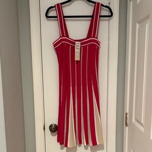 Ramy Brook Fuchsia and Cream Striped Mini Dress